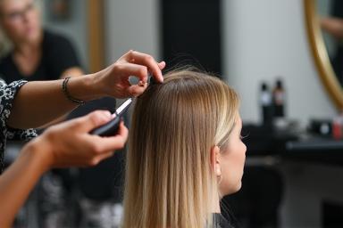 Hair stylist cutting client’s hair
